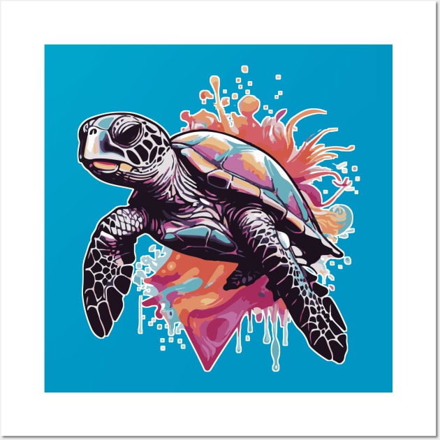 Sea Turtle Under the Sea Wall Art by Elijah101